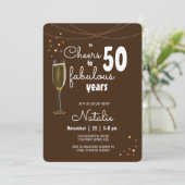 50e verjaardag op vijftig Fabulous Years Brown Kaart (Staand voorkant)