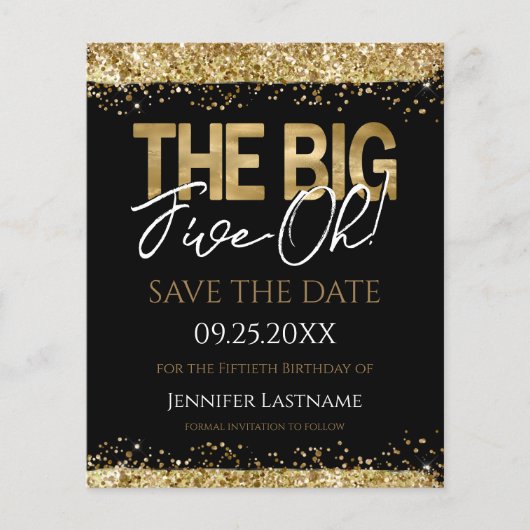 50e verjaardag Opslaan van de datum Begrotingsuitn (Voorkant)