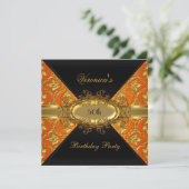 50e verjaardag Oranje Gold Black Damask Kaart (Staand voorkant)
