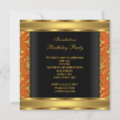 50e verjaardag Oranje Gold Black Damask Kaart (Achterkant)