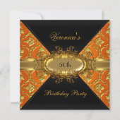 50e verjaardag Oranje Gold Black Damask Kaart (Voorkant)