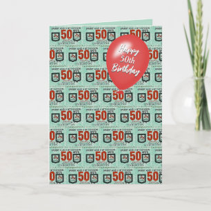 50e verjaardag ouderwetse groene postzegels kaart