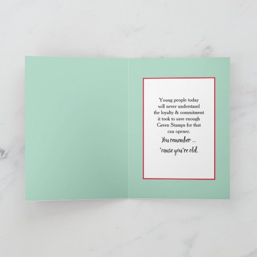 50e verjaardag ouderwetse groene postzegels kaart (Binnen)