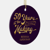 50e verjaardag Paars en Gold Photo Keepomwille Keramisch Ornament (Rechts)