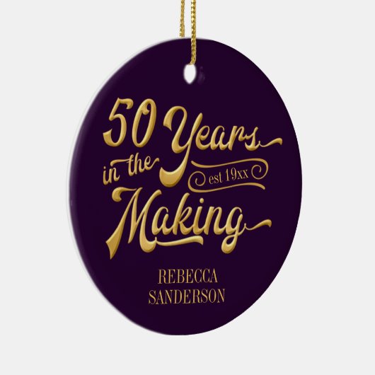 50e verjaardag Paars en Gold Photo Keepomwille Keramisch Ornament (Rechts)