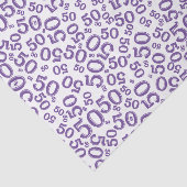 50e verjaardag Paars en wit nummerpatroon Tissuepapier (Detail)