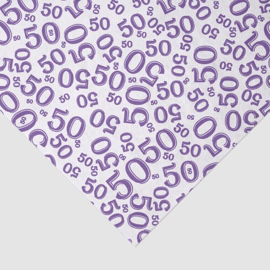 50e verjaardag Paars en wit nummerpatroon Tissuepapier (Detail)
