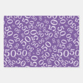 50e verjaardag Paars en wit Random Number Patroon Inpakpapier Vel (Voorkant 2)