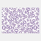 50e verjaardag Paars en wit Random Number Patroon Inpakpapier Vel (Voorkant)