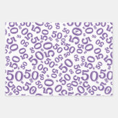 50e verjaardag Paars en wit Random Number Patroon Inpakpapier Vel (Voorkant)
