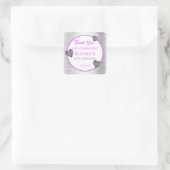 50e verjaardag Paars en zilver Vierkante Sticker (Tas)