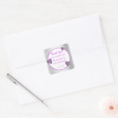 50e verjaardag Paars en zilver Vierkante Sticker (Envelop)