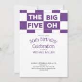 50e verjaardag Paars wit gevierd patroon Kaart (Voorkant)