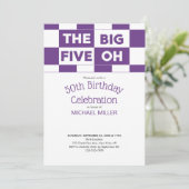 50e verjaardag Paars wit gevierd patroon Kaart (Staand voorkant)