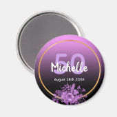 50e verjaardag paars zwart goud save the date magneet (Voorkant / Achterkant)