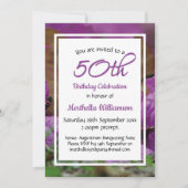 50e verjaardag Paarse Bloemen gepersonaliseerd Kaart (Voorkant)