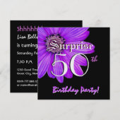 50e verjaardag Paarse Daisy W1874 Kaart (Voorkant / Achterkant)