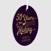 50e verjaardag Paarse en gouden foto Ornament (voorkant)