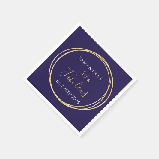 50e verjaardag Paarse en gouden verjaardagsfeestje Servet (Hoek)