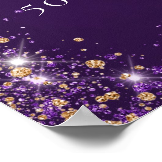 50e verjaardag paarse glitter schittert welkom poster (Hoek)