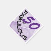50e verjaardag Paarse glitter Typografie Servet (Hoek)