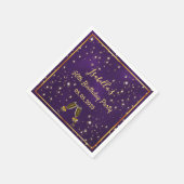 50e verjaardag paarse goudbellen monogram servet (Hoek)