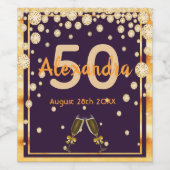 50e verjaardag paarse gouddiamanten kaasmaker wijn etiket (Enkel label)