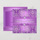 50e verjaardag Paarse Pearl Damask Kaart (Voorkant / Achterkant)