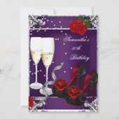 50e verjaardag Paarse rode rozenzilver Kaart (Voorkant)