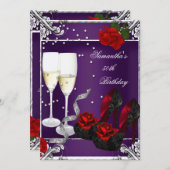 50e verjaardag Paarse rode rozenzilver Kaart (Voorkant / Achterkant)