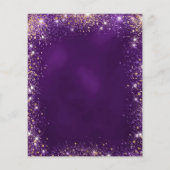 50e Verjaardag paarse roos gouden uitnodiging (Achterkant)