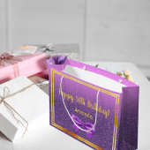 50e verjaardag paarse roze glitter monogram naam groot cadeauzakje