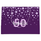 50e verjaardag paarse roze naam diamanten groot cadeauzakje (Voorkant)