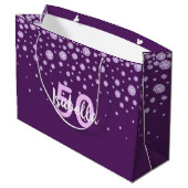 50e verjaardag paarse roze naam diamanten groot cadeauzakje (Achterkant Gekanteld)