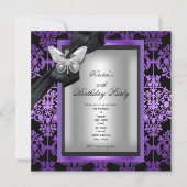 50e verjaardag Paarse Silver Damask Butterfly Kaart (Voorkant)