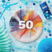 50e verjaardag Paint Blast Papieren Bordje (Feest)