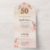 50e verjaardag pampas gras roze roos florals RSVP All In One Uitnodiging (Binnen)