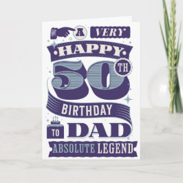 50e verjaardag Pap Retro Hipster Typografie Legend Kaart