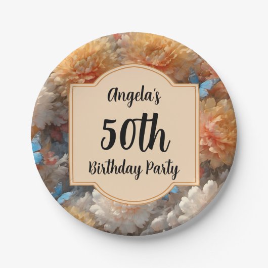50e verjaardag papieren bordje (Voorkant)