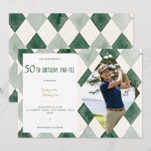 50e Verjaardag Par-Tee Aquarel Argyle Golf Groen Kaart