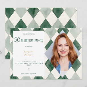 50e verjaardag Par-Tee aquarel argyle golf groen Kaart