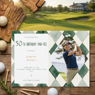 50e Verjaardag Par-Tee Aquarel Argyle Golf Groen Kaart