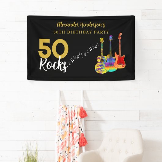 50e verjaardag Partij 50 Rocks - Speciaal geperson Spandoek (Insitu)