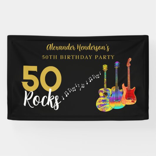 50e verjaardag Partij 50 Rocks - Speciaal geperson Spandoek (Horizontaal)