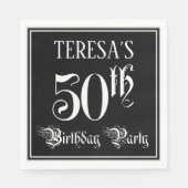 50e verjaardag Partij — Fancy Manuscript + de Naam Servet (Voorkant)