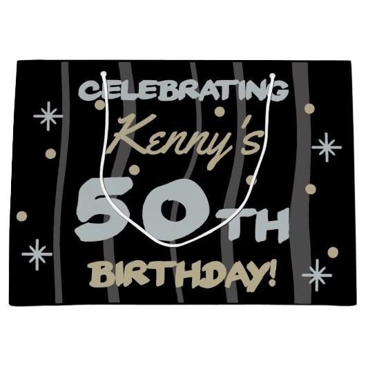 50e verjaardag Partij Jouw naam toevoegen Groot Cadeauzakje (Voorkant)