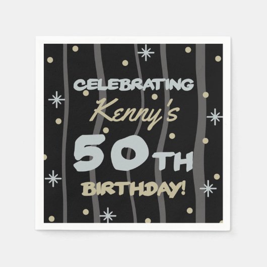 50e verjaardag Partij Jouw naam toevoegen Servet (Voorkant)