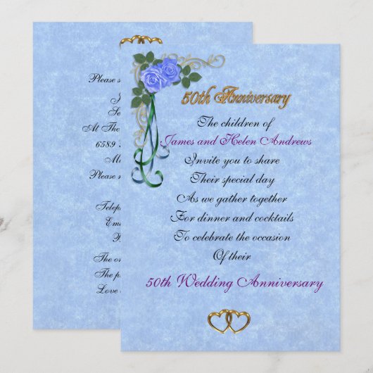 50e verjaardag partijuitnodiging voor ouders kaart (Voorkant / Achterkant)