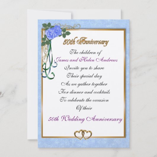 50e verjaardag partijuitnodiging voor ouders kaart (Voorkant)
