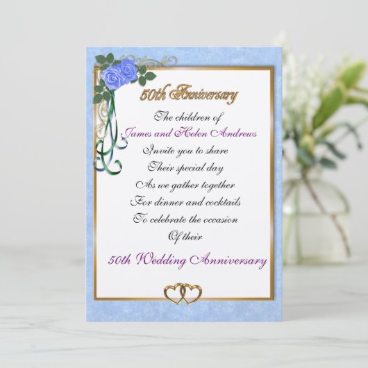 50e verjaardag partijuitnodiging voor ouders kaart (Staand voorkant)